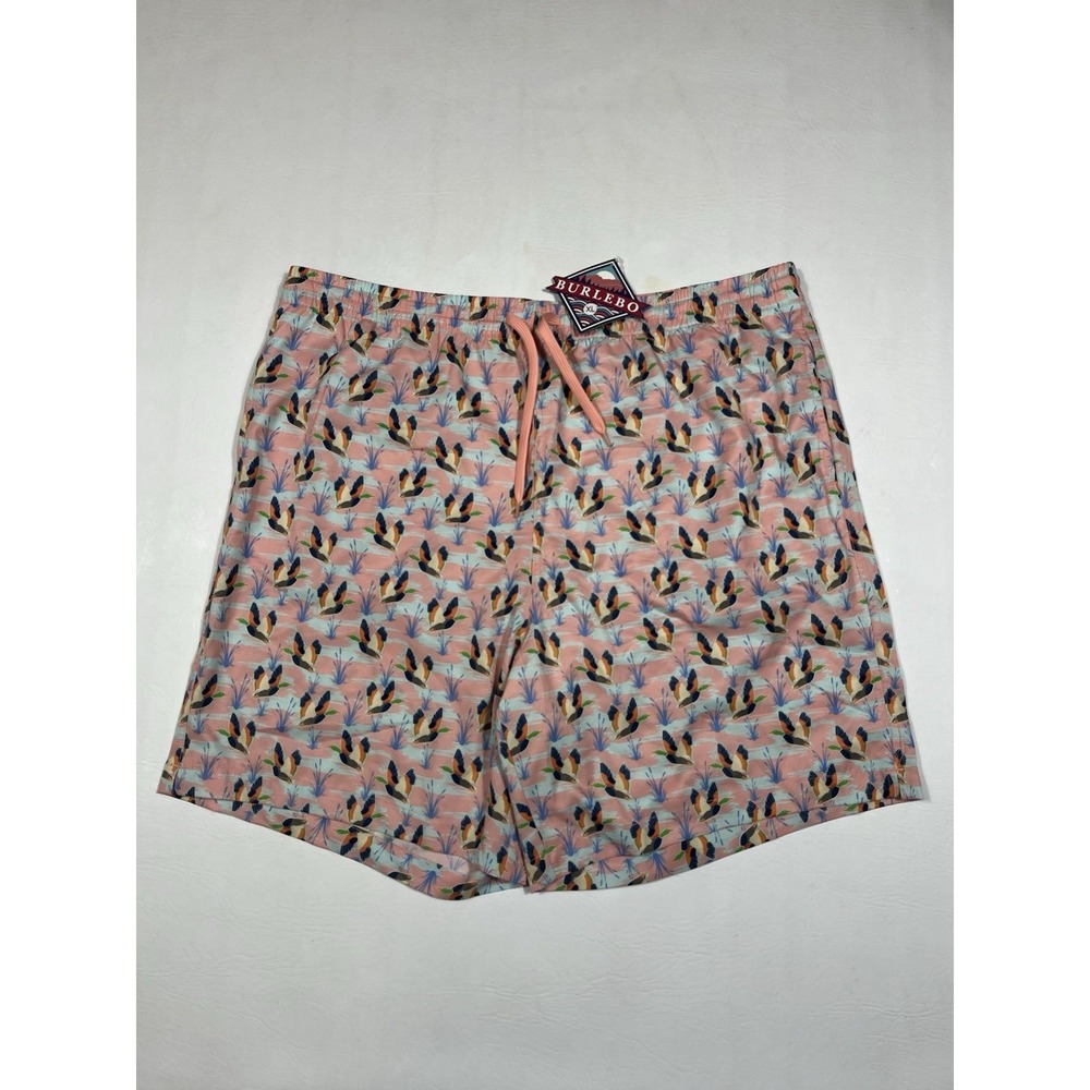 Burlebo Swim Trunks Mens XL Mallard Duck Print Mesh Lined Beach Shorts Vibrant